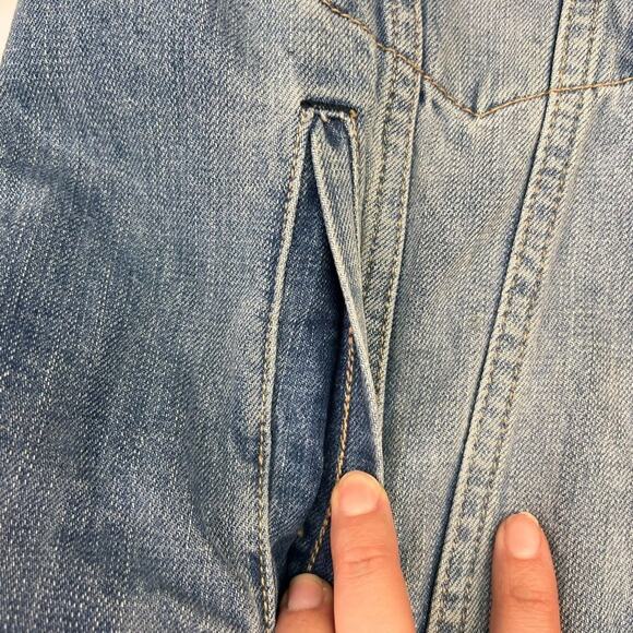 Free People Denim Trucker Jacket Womens Small Blue Double Breasted Blue - Picture 9 of 10